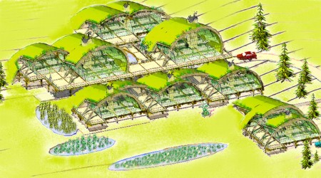 le hameau Hélios Bio-Espaces vue d`avion