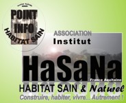 Logo Institut HaSaNa fond vert, association partenaire, institut de l`habitat sain et naturel